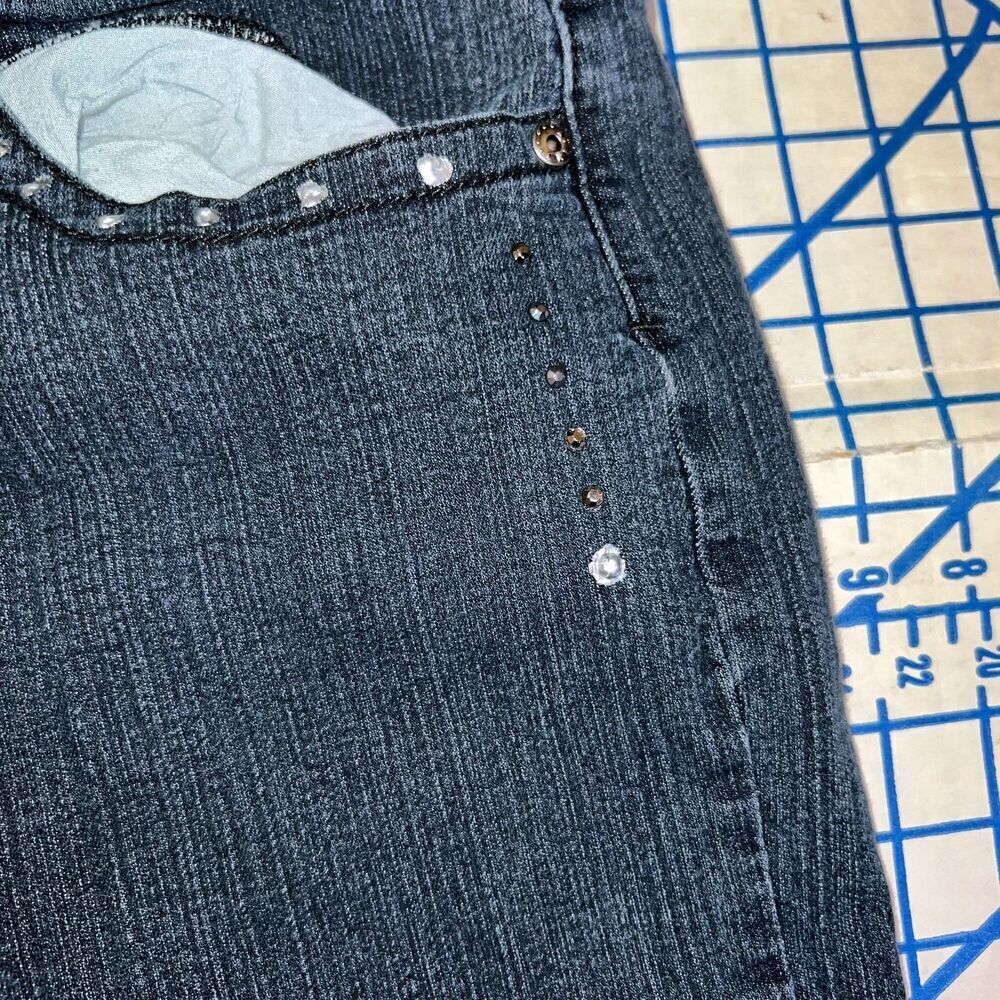 y2k Crest Jeans Size 23/24 Black Retro Grunge Cotton Denim Pants - Picture 8 of 12